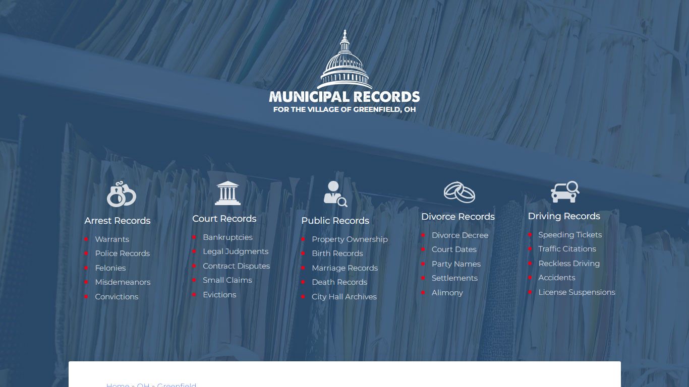 Municipal Records in Greenfield oh