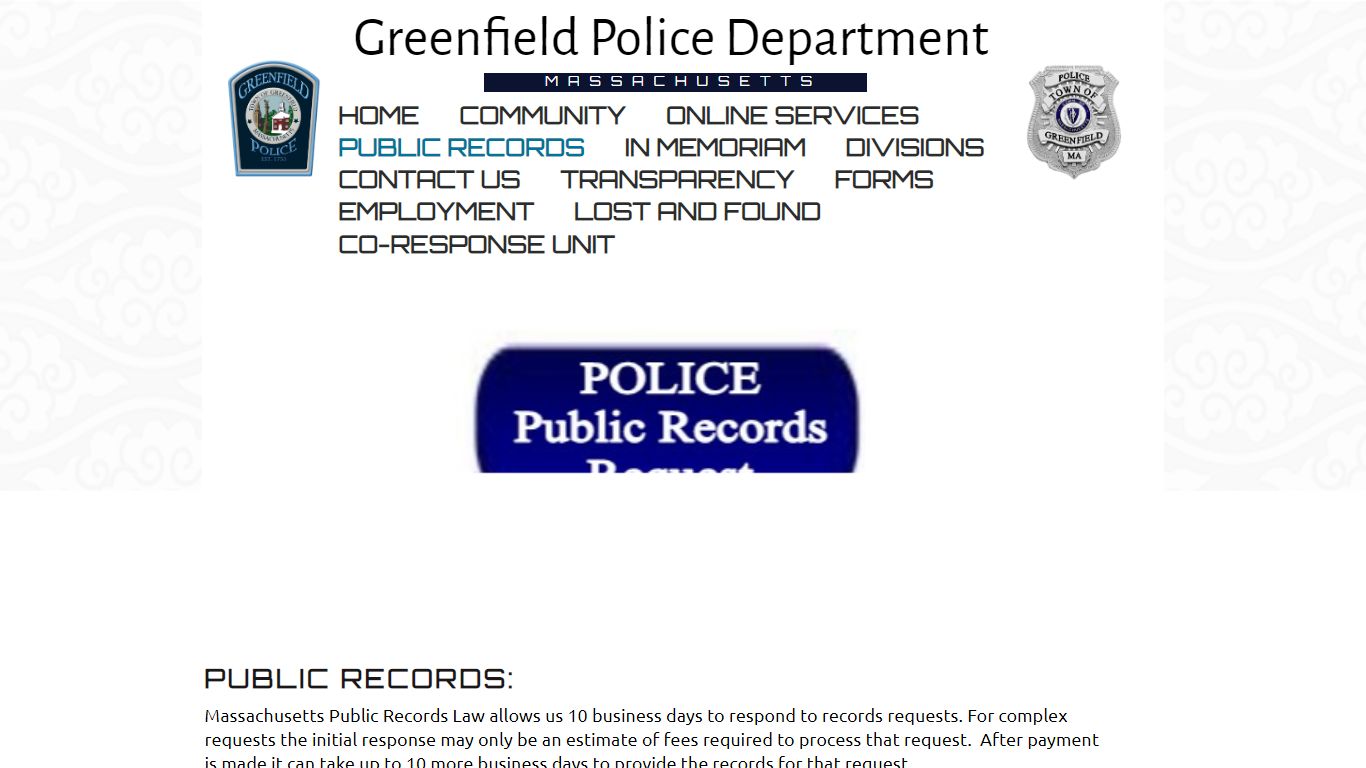 Public records - Greenfield Police