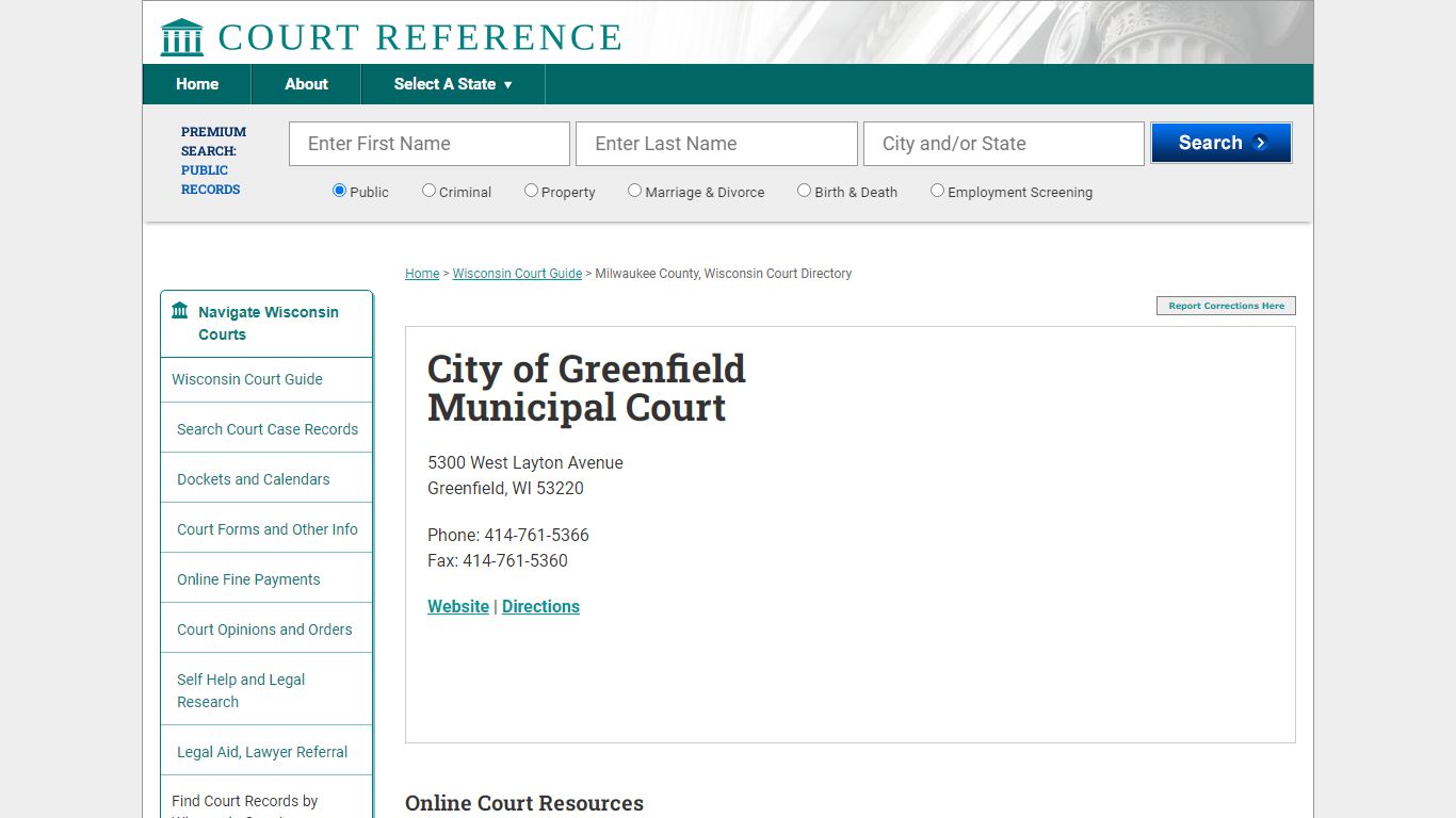 City of Greenfield Municipal Court - Courtreference.com